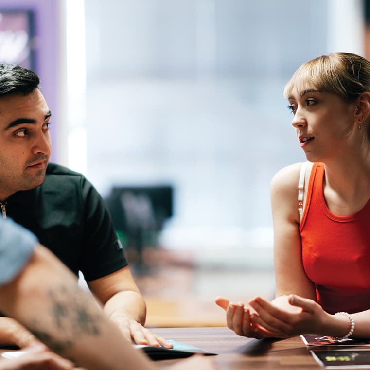 UCAS-Apply-at-SAE Students talking at SAE